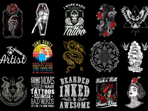 15 Tattoo Shirt Designs Bundle For Commercial Use Part 3 Tattoo T 15 Tattoo Shirt Designs Bundle For Commercial Use Part 3 Tattoo T