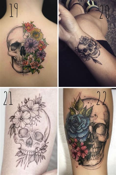 27 Beautiful Skull And Flower Tattoo Ideas Tattooglee Feminine 27 Beautiful Skull And Flower Tattoo Ideas Tattooglee Feminine