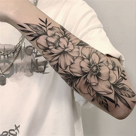 2Pcs Flower Semi Permanent Tattoo Floral Half Sleeve Temporary Tattoo 2Pcs Flower Semi Permanent Tattoo Floral Half Sleeve Temporary Tattoo