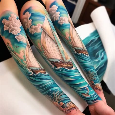 30 Gorgeous Ocean Sleeve Tattoos Ideas