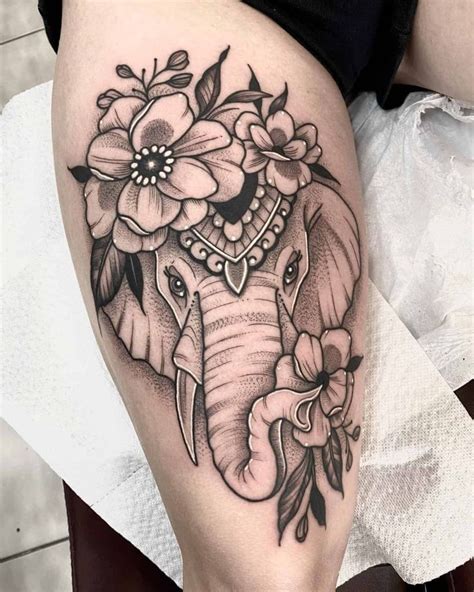 70 Beautiful Thigh Tattoos For Women Designs Elephant Tattoos