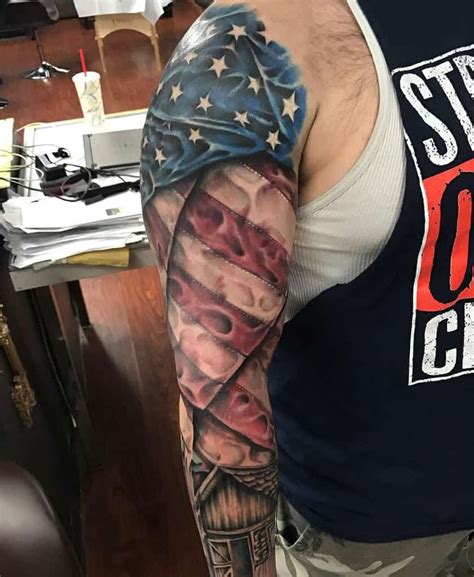 89 Patriotic American Flag Sleeve Tattoo Ideas