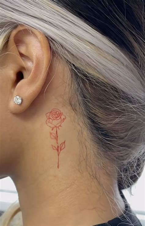 A Little Red Rose Behind The Ear For Kim Rose Tattoo Behind Ear Red A Little Red Rose Behind The Ear For Kim Rose Tattoo Behind Ear Red