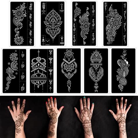 Amazon Com Henna Tattoo Kit Reusable Henna Stencils For Hand Forearm Amazon Com Henna Tattoo Kit Reusable Henna Stencils For Hand Forearm