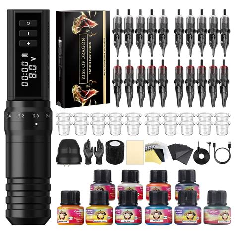 Amazon Com Tattoo Gun Kit Kiss Of Dragon 2400Mah Rotary Tattoo