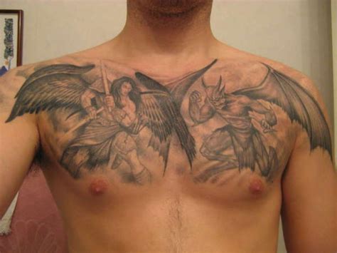 Angels And Demons Chest Tattoos Angels And Demons Chest Tattoos