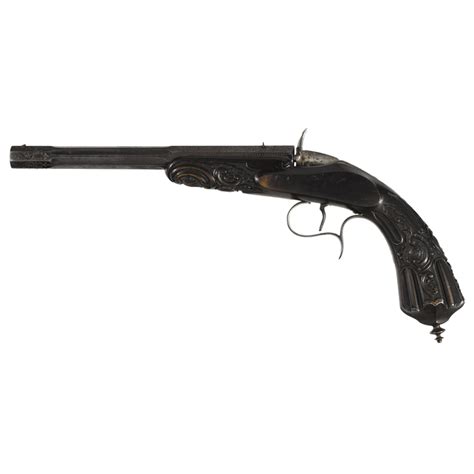 Antique Belgian Flobert Single Shot Parlor Pistol Engraved Fluted Antique Belgian Flobert Single Shot Parlor Pistol Engraved Fluted