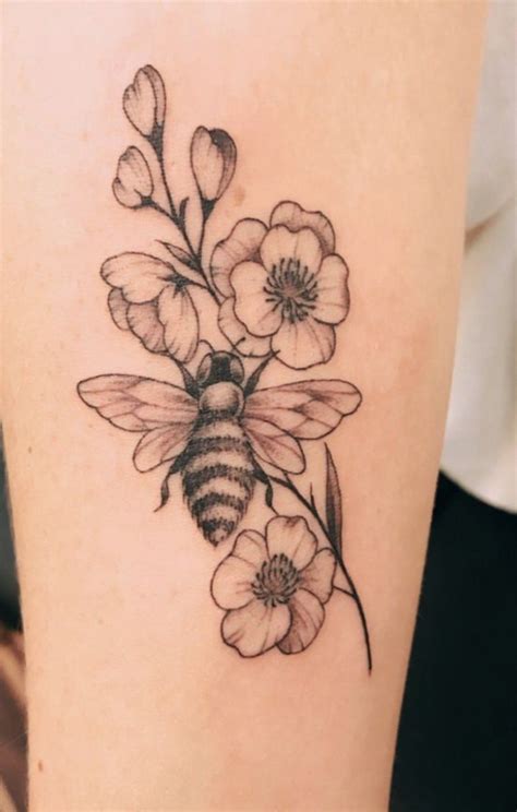 Bee And Flower Tattoo Design Bee And Flower Tattoo Design
