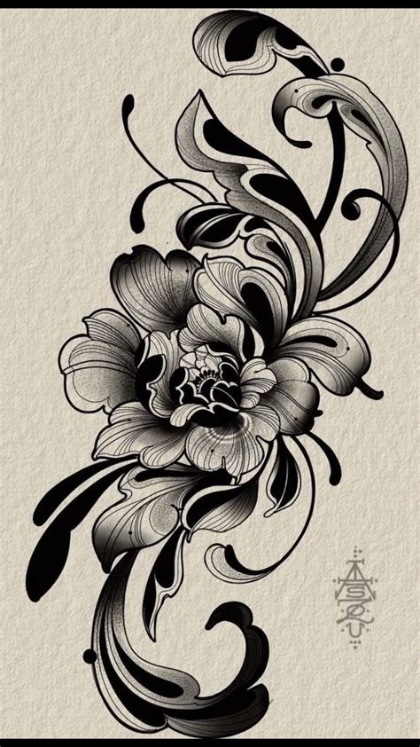 Black And White Flower Tattoo Design Black And White Flower Tattoo Design