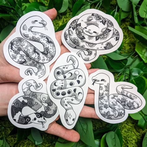 Black And White Tattoo Snake Temporary Tattoos Milky Tomato