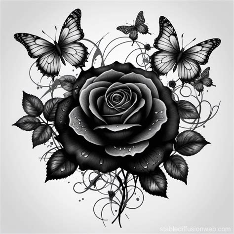 Black Rose Butterfly Tattoo Design Stable Diffusion Online Black Rose Butterfly Tattoo Design Stable Diffusion Online