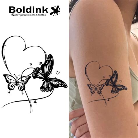 Boldink Butterflies And Heart Temporary Tattoo Lasts To 15 Days New Technology Magic Waterproof Semi Permanent Sticker Aliexpress 66
