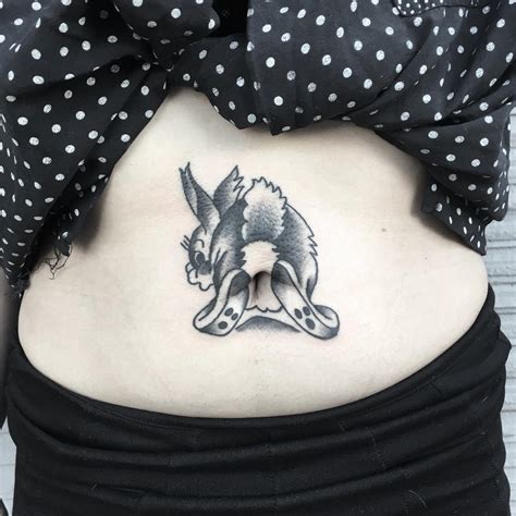 Cat Tattoo On Belly Button