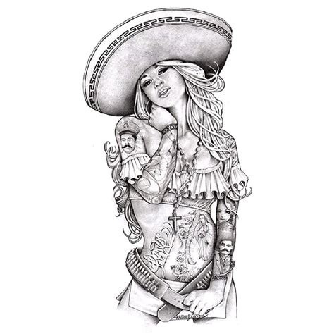 Charra Girl By Mouse Lopez Charro Mexican Girl Sombrero Arte Lowrider