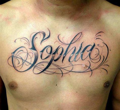 Chest Tattoo Name Design Watercolor Tattoo Design