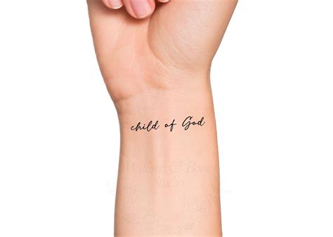 Child Of God Cursive Lettering Temporary Tattoo Religious Calligraphy Child Of God Cursive Lettering Temporary Tattoo Religious Calligraphy