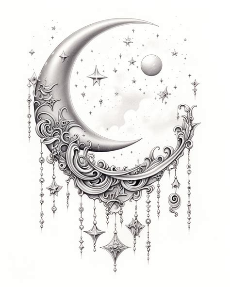 Crescent Moon And Stars In Tattoo Design Premium Ai Generated Image Crescent Moon And Stars In Tattoo Design Premium Ai Generated Image