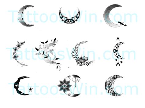 Crescent Moon Tattoo Designs 2025 Fine Line Stencil Stars Lotus