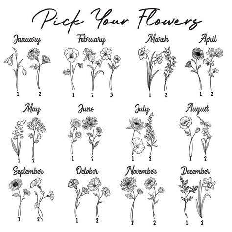 Custom Birth Flower Bouquet Family Birth Month Tattoo, 60% Off Custom Birth Flower Bouquet Family Birth Month Tattoo, 60% Off