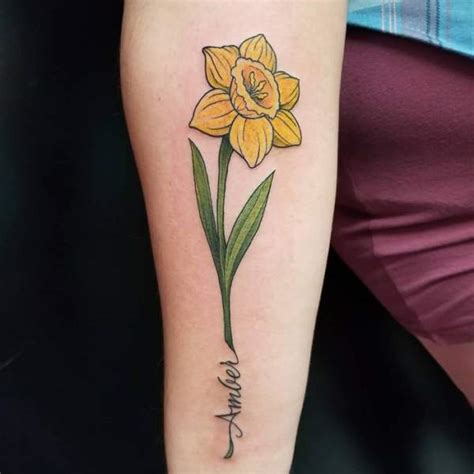 Daffodil Flower Tattoo With Name At Deborah Mcgee Blog