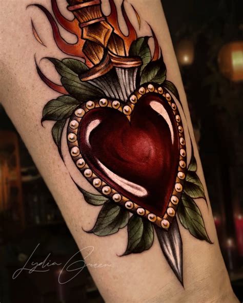 Dagger Tattoo Sacred Heart With Dagger Tattooed Now