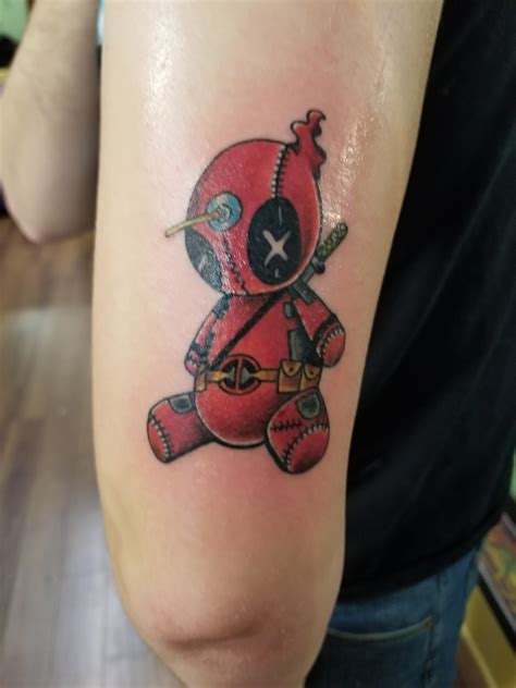 Deadpool Voodoo Doll Tattoo Work Done By Jeff At Red Handed Tattoo Shreveport Louisiana R Marvel