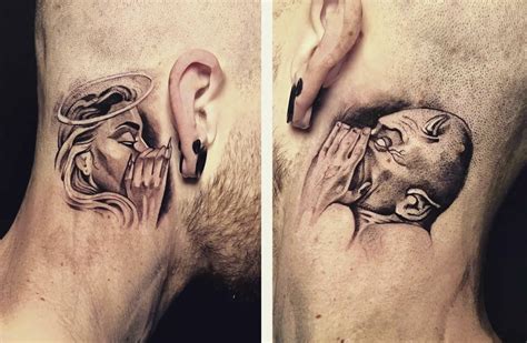 Devil Whispering Into Ear Tattoo Tattoo Style Trends