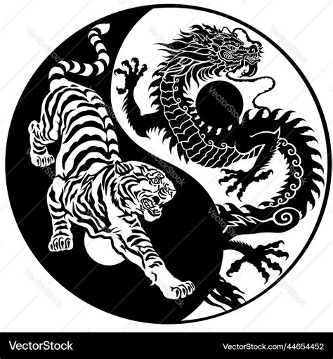 Dragon And Tiger Yin Yang Tattoo Royalty Free Vector Image