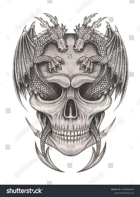 Dragon Tattoo With Skull