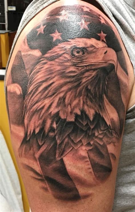 Eagle Tattoo With American Flag