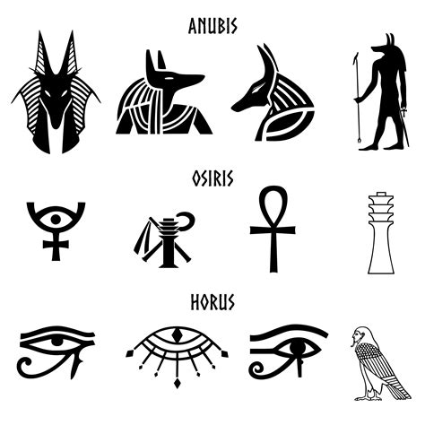 Egyptian Gods Hieroglyphics Symbol Set 1 Anubis Osiris And Horus Egyptian Gods Hieroglyphics Symbol Set 1 Anubis Osiris And Horus