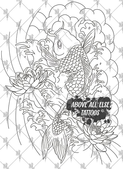 Elegant Koi Fish Amp Lotus Tattoo Design Elegant Koi Fish Amp Lotus Tattoo Design