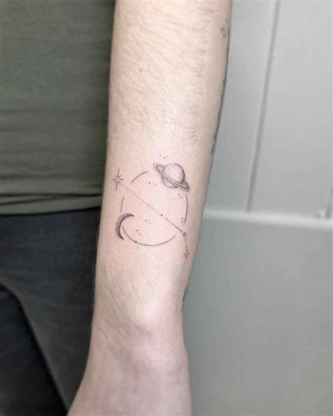 Ethereal Moon And Saturn Tattoo Ethereal Moon And Saturn Tattoo