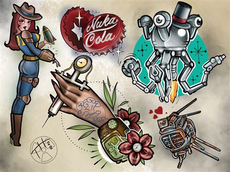 Fallout Tattoo Flash Etsy Fallout Tattoo Flash Etsy