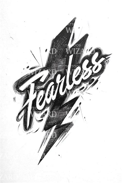 Fearless Lightning Bolt Tattoo Design Fearless Lightning Bolt Tattoo Design