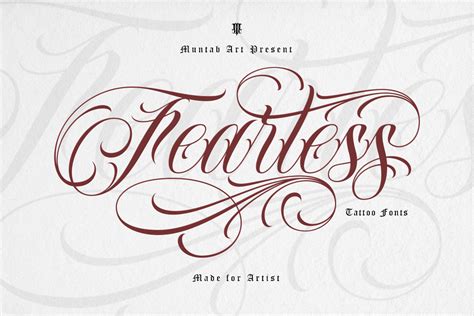 Fearless Tattoo Font A Script Font By Muntab Art Fearless Tattoo Font A Script Font By Muntab Art