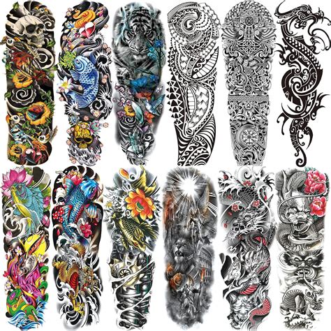 Feather Arrow Sleeve Pack Temporary Tattoo Sleeve Fake Tattoos Artwear Tattoo