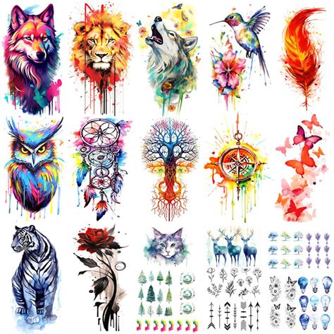 Female Watercolor Tattoos Amazon Com Jctato Watercolor Temporary