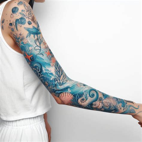 Feminine Ocean Tattoo Sleeve Embracing Elegance In Ink Your Own
