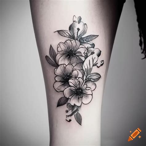 Fine Line Dotwork Floral Tattoo Design On Craiyon Fine Line Dotwork Floral Tattoo Design On Craiyon