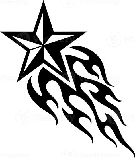 Flaming Star Png Illustration For Tattoo Pattern