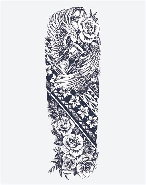 Floral Tribal Sleeve Temporary Tattoo Lasts 1 2 Weeks Ezink