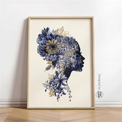 Floral Woman Silhouette Tattoo Design Digital Download Etsy