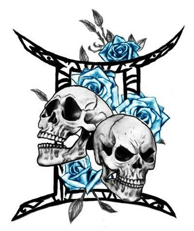 Gemini Skull Tattoos Designs