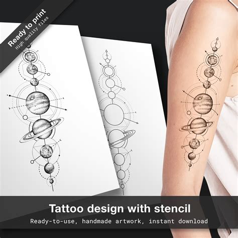 Geometric Solar System Tattoo Design Solar System Drawing Celestial