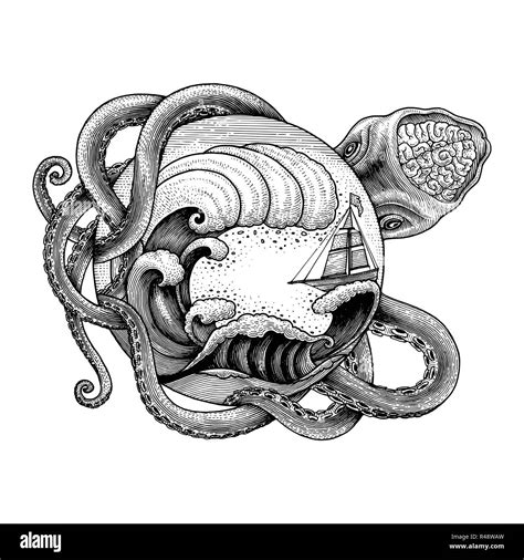 Giant Octopus Tattoo Drawing Giant Octopus Tattoo Drawing