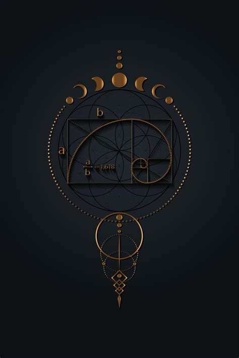 Golden Ratio Fibonacci Sequence Number Mystical Flower Of Life And Moon Phases Sacred Geometry Gold Divine Proportion Wicca Banner Energy Circles Boho Style Vector Isolated On Black Background Royalty Free Svg Cliparts Golden Ratio Fibonacci Sequence Number Mystical Flower Of Life And Moon Phases Sacred Geometry Gold Divine Proportion Wicca Banner Energy Circles Boho Style Vector Isolated On Black Background Royalty Free Svg Cliparts
