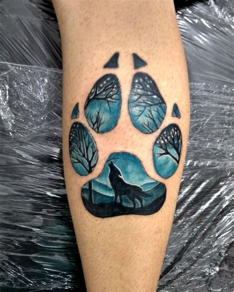 Grey Wolf Paw Print Tattoo