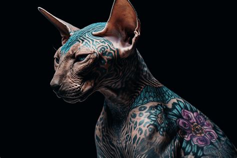 Hairless Cats Covered In Gang Tattoos R Midjourney