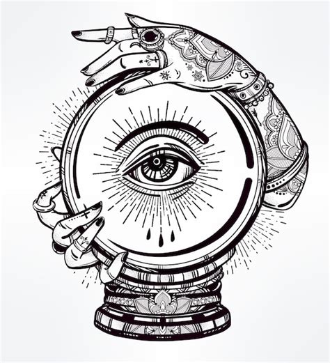 Hand Drawn Romantic Flesh Art Of A Crystal Ball In Psychics Hands With Eye In It Vector Illustration Isolated Tattoo Design Mystic Magic Symbol For Your Use Premium Vector Hand Drawn Romantic Flesh Art Of A Crystal Ball In Psychics Hands With Eye In It Vector Illustration Isolated Tattoo Design Mystic Magic Symbol For Your Use Premium Vector